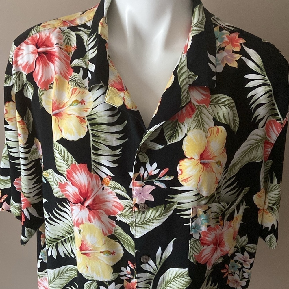 George Navy Blue Hawaiian Button Down Short Sleeve Casual Shirt Retro Size XL - Picture 3 of 7